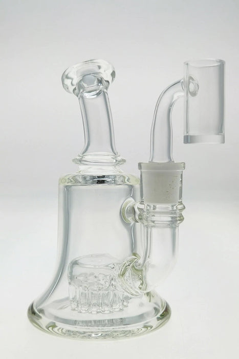 6.5" Bent Neck Fixed 12-Arm Diffuser with Bellow Base 50x5MM (14MM Female) Wavy Sandblasted Logo - Clear .02