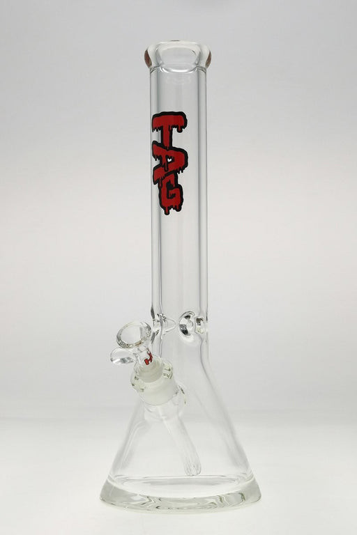 16" Beaker 50x9MM - 18/14MM Downstem (4.50") Wavy Red Label - Clear .03