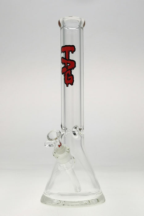 16" Beaker 50x9MM - 18/14MM Downstem (4.50") Wavy Red Label - Clear .03