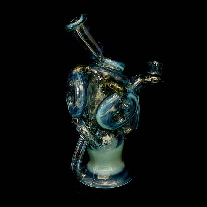 Dellaluna Glass Eclipse recycler #9- Citron/Blue Stardust/Ghost