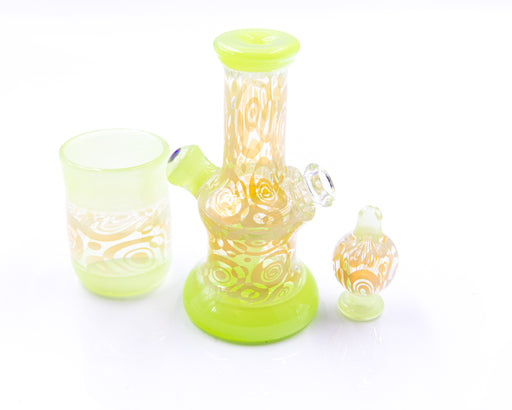 Pi The Glassblower Straight Tube Dab Rig Kit with Carb Cap and Q-Tip Jar