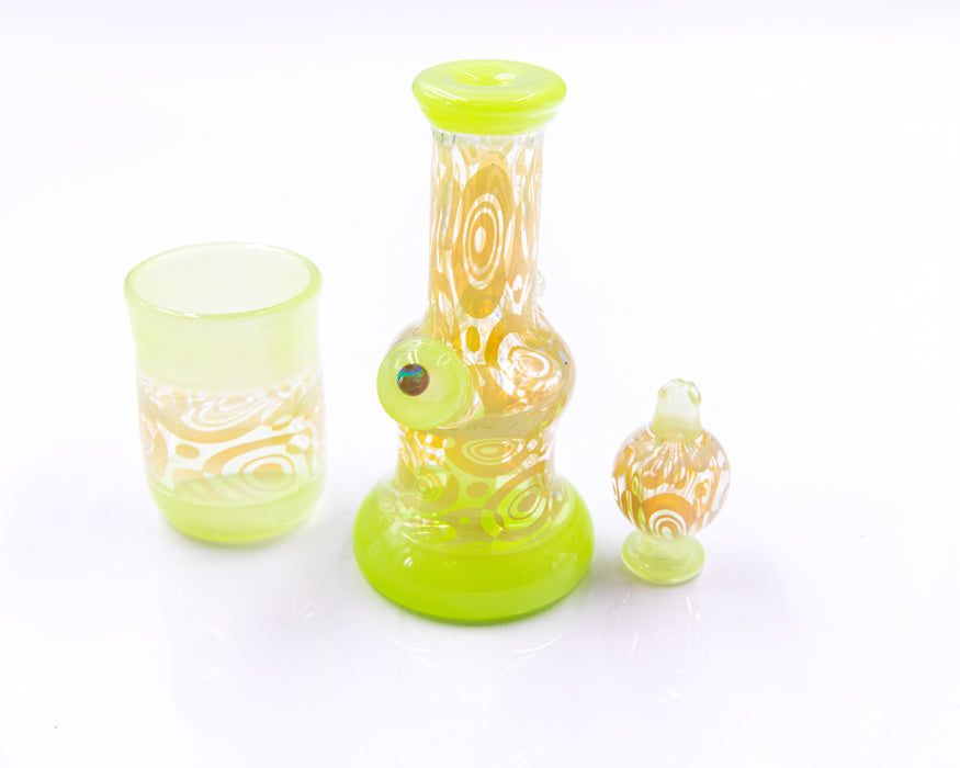 Pi The Glassblower Straight Tube Dab Rig Kit with Carb Cap and Q-Tip Jar