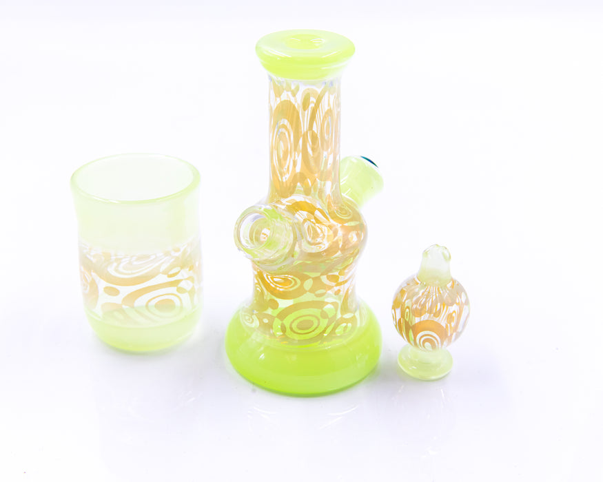 Pi The Glassblower Straight Tube Dab Rig Kit with Carb Cap and Q-Tip Jar