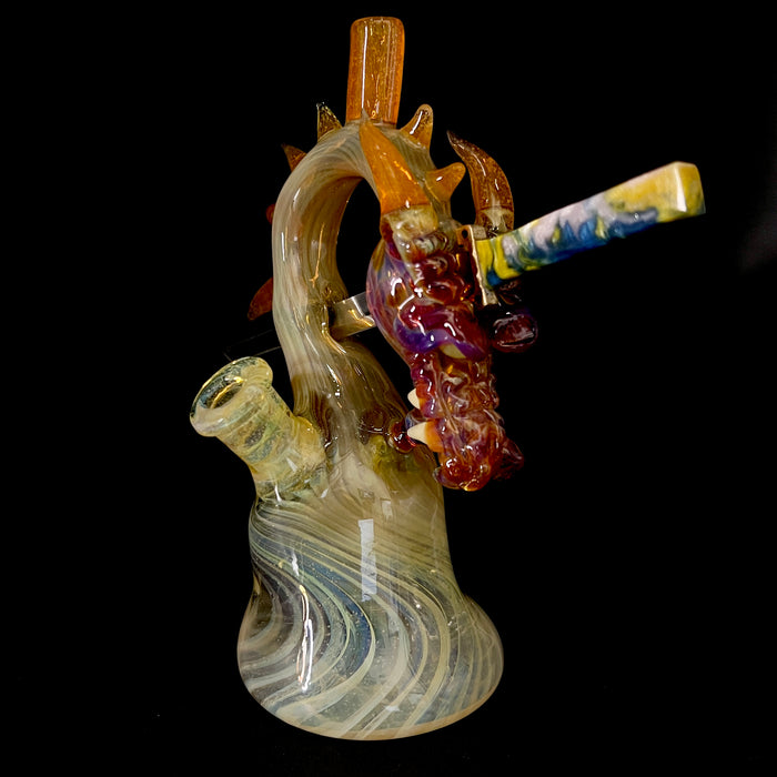 Tony Kazy glass Dragon with removable sword fume/orange