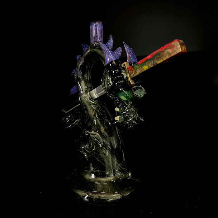 Tony Kazy glass Dragon with removable sword green/clear/purple